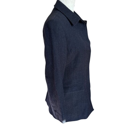 Women's dark blue long sleeve collared button down fully lined wool jacket 6 - Picture 3 of 13